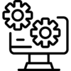 Icon eines Bildschirms mit Zahnrädern